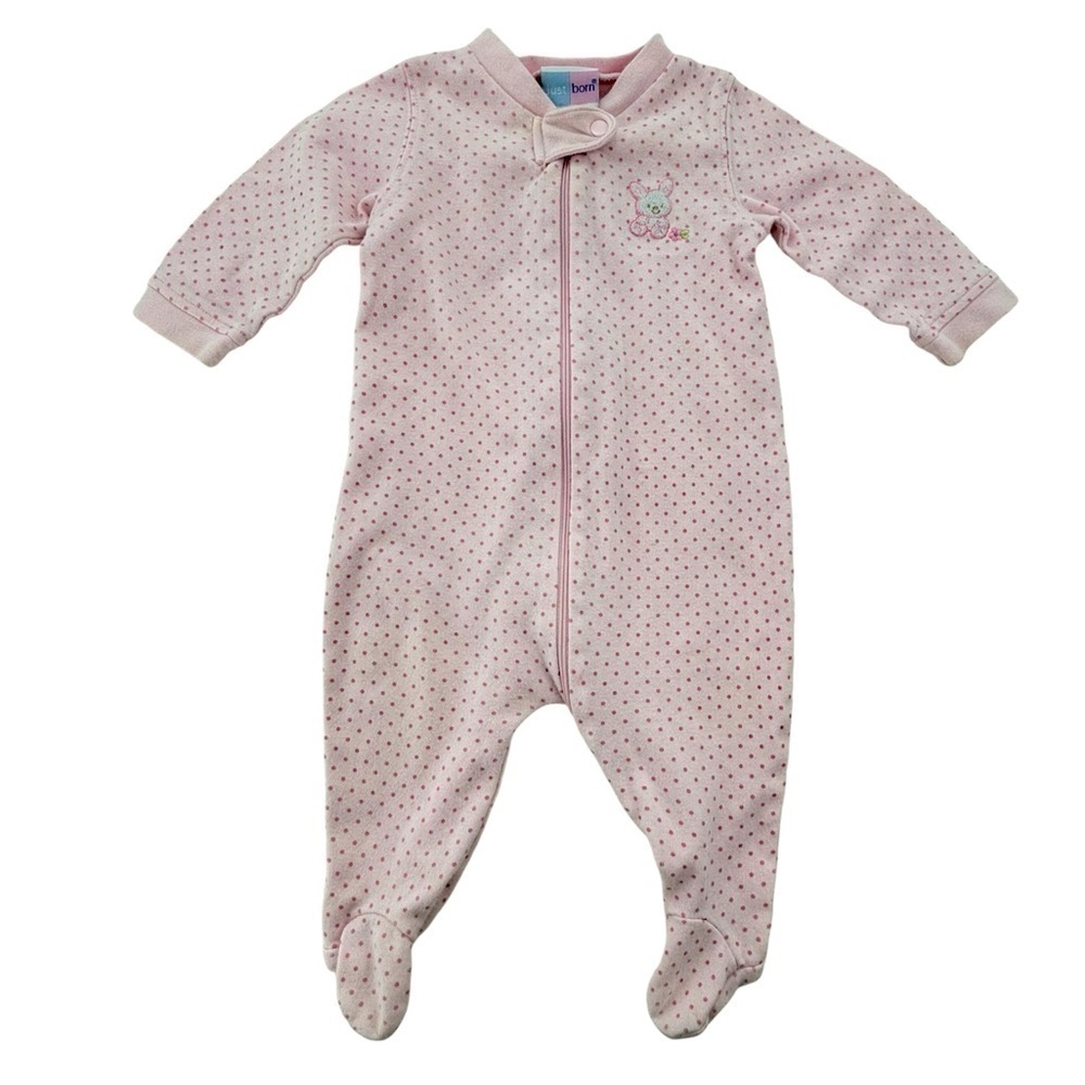 Just Born Baby Girl Pink Polka Dots Pajama for 3-6 Months 100% Cotton